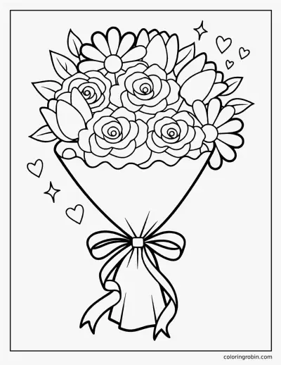 Valentine Bouquet coloring page