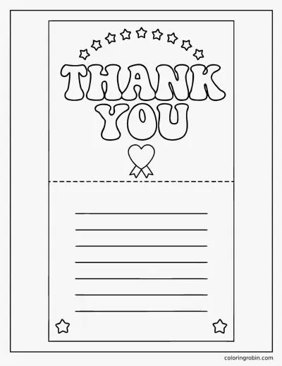 Thank You Card for a Veteran coloring page